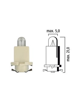 Lampadina per cruscotto di mezzi pesanti, EBS-R10 24V 1,2W con base bianca - Confezione da 5 pz