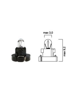 Dashboard light bulb 12V 0,5W, with black base - Pack of 5 pcs