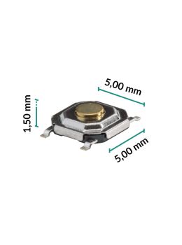 Micropulsante 5x5x1,5mm - Confezione da 5 pz (normalmente aperto)