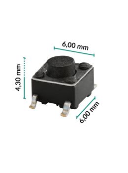 Micropulsante 6x6x4,3mm - Confezione da 5 pz (normalmente aperto)