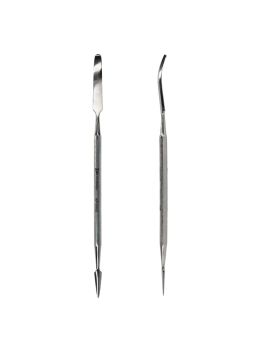 Spudger with triangular tip and with thick, rounded and curved tip