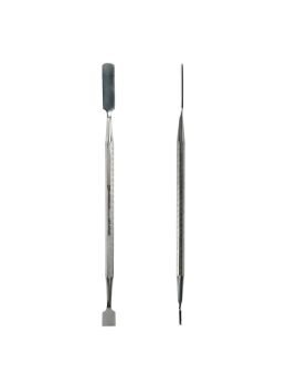Spudger con punta lunga, piatta e arrotondata e con punta raschietto