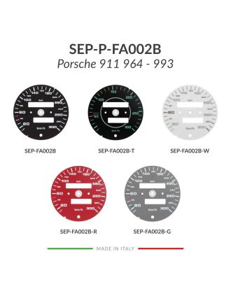 Comparison of the colours available for Porsche 911 964 993 speedometer gauge face (300 km/h - 2 odometer counters)