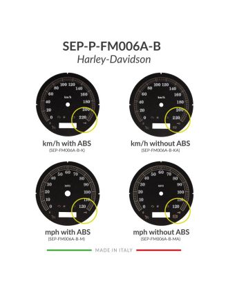 Versions comparison of the black gauge face for Harley-Davidson speedometers restoration (103mm diameter - 2006-2013 models)