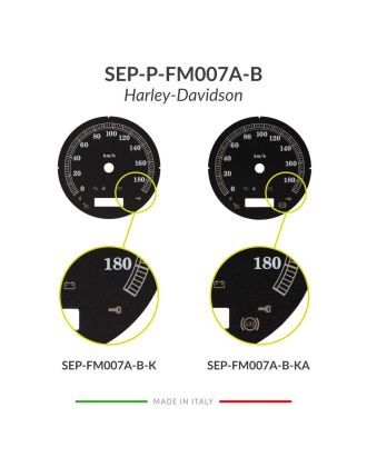Versions comparison of the black gauge face for Harley-Davidson speedometers mph km/h conversion (103mm diameter - 2006-2013 models)
