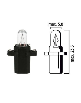 Dashboard light bulb B8,3d BAX10s 12V 1,2W with black base - Pack of 5 pcs