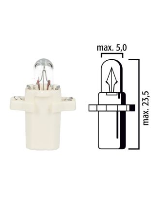 Dashboard light bulb B8,3d BAX10s 12V 2W with white base - Pack of 5 pcs
