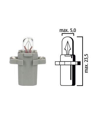 Trucks dashboard light bulb B8,3d BAX10s 24V 1,2W with grey base - Pack of 5 pcs