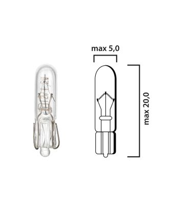 Schema lampadina per cruscotto Kw2x4,6d 12V base bianca