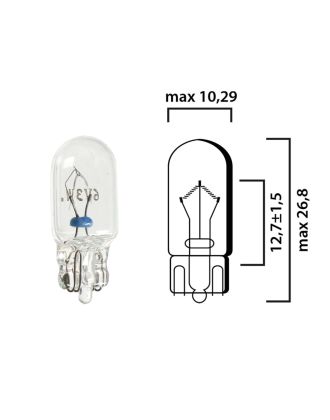 Schema lampadina con attacco in vetro W2,1x9,5d 6V 3W T10 per illuminazione auto