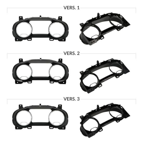 Versions comparison of front lens for Jeep Renegade instrument panels - petrol versions