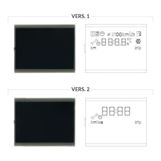 Confronto versioni disponibili Display half FIS per cruscotto Seat Altea, León e Toledo
