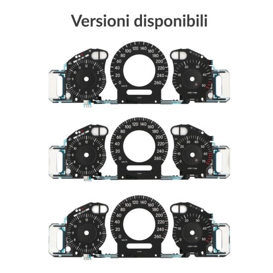 Versioni disponibili pannello elettroluminescente completo di fondino (nero - km/h) per contachilometri Mercedes CLK W209, CLS C219 e Classe E W211