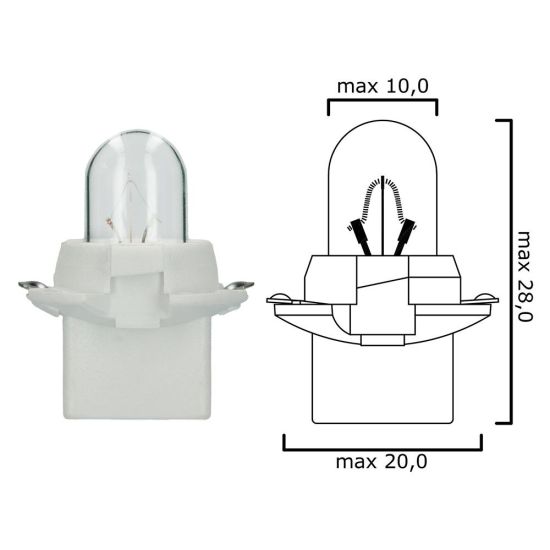 Schema of instrument cluster bulb B12,3d 12V 2W with white socket