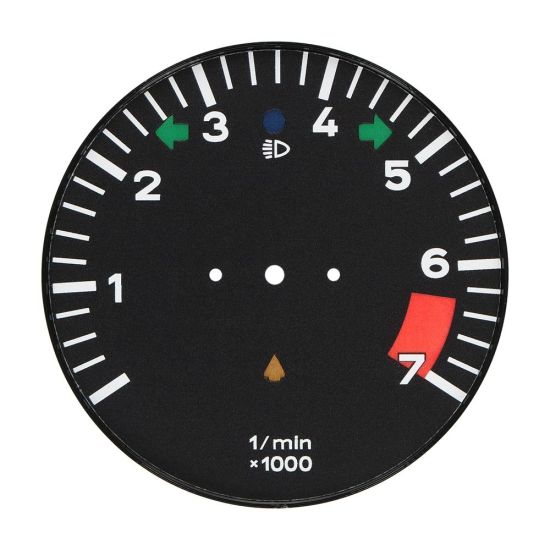 Gauge face for Porsche 911 Carrera 3.2 and 911 SC 3.0 dashboards rev counter (with up-shift indicator)