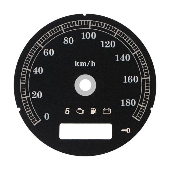 Black gauge face for Harley-Davidson speedometers mph to km/h conversion (80mm diameter - 2006-2013 models)