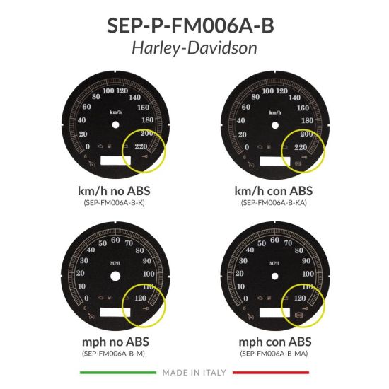 Confronto versioni fondino nero per restauro tachimetro Harley-Davidson (diametro: 103mm - 2006-2013)