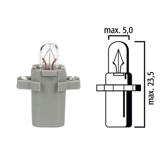 Schema of instrument cluster bulb  B8.3d BAX10s 24V with grey socket 