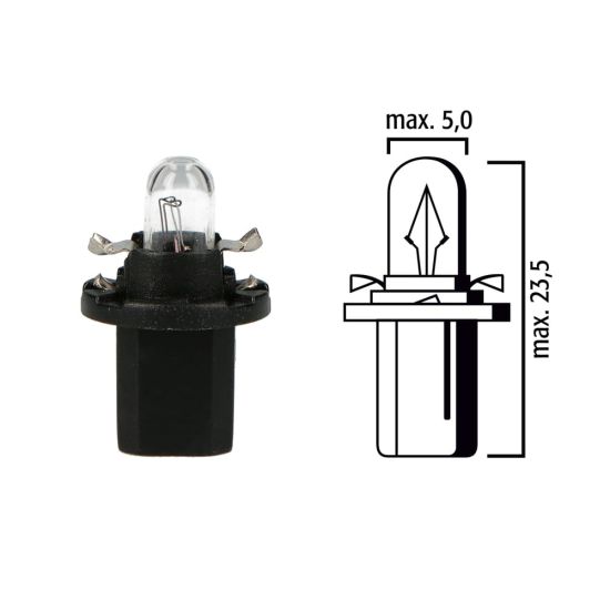 Dashboard lamp with black base B8,5d 24V 1,2W