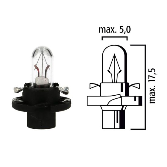 Schema of instrument cluster bulb  BX8.4d 12V with black socket 