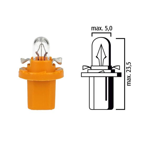 Schema of instrument cluster bulb  BX8.5d 12V with yellow socket 