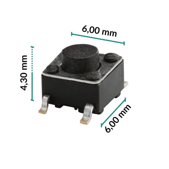 Micropulsante 6x6x4,3mm - Confezione da 5 pz (normalmente aperto)