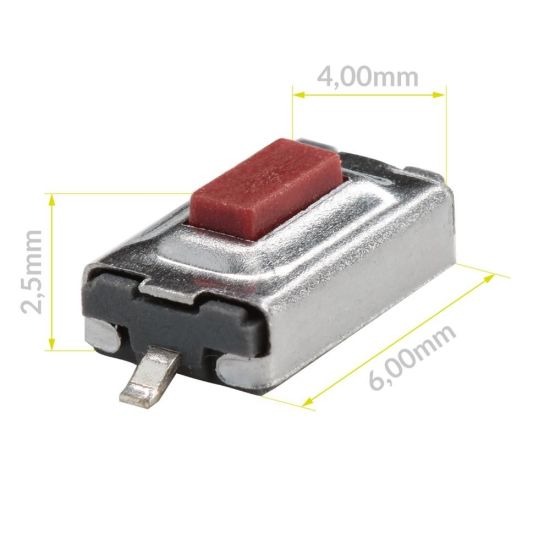 6x4x2,5mm tactile switch (normally open) - Pack of 5 pieces