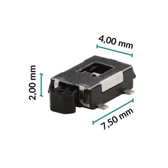 7.5x4x2mm tactile switch with side opening (normally open) - Pack of 5 pieces