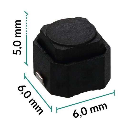 Dimensioni interruttore tattile silent switch SMD / SMT 6x6x5mm