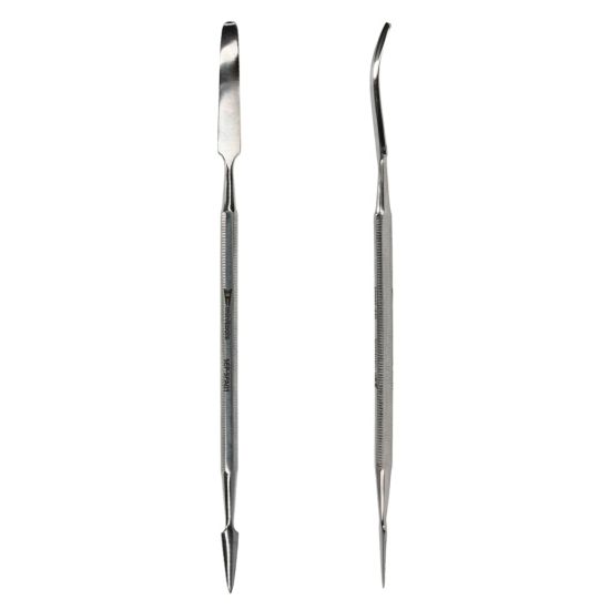 Spudger with triangular tip and with thick, rounded and curved tip