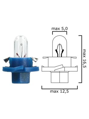Schema of instrument cluster bulb BX8,4d 12V 1,8W with blue socket