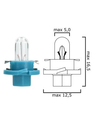 Schema of instrument cluster bulb B8,4d 12V 1,8W with blu socket