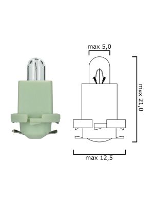 Schema lampadina per cruscotto EBSR 24V 1,4W con base verde chiaro