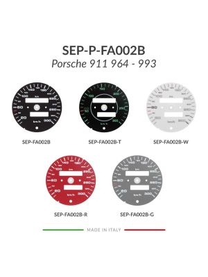 Comparison of the colours available for Porsche 911 964 993 speedometer gauge face (300 km/h - 2 odometer counters)