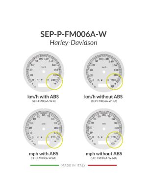 Versions comparison of the white gauge face for Harley-Davidson speedometers restoration (103mm diameter - 2006-2013 models)