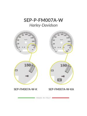 Confronto versioni fondino bianco per conversione mph km/h tachimetro Harley-Davidson (diametro: 103mm - 2006-2013)
