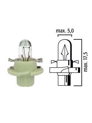 Schema lampadina per cruscotto B8,4d 12V base verde chiaro
