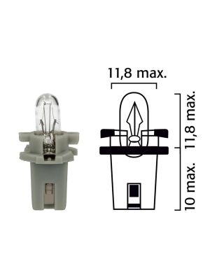 Schema lampadina per cruscotto BX8,7d 12V base grigia