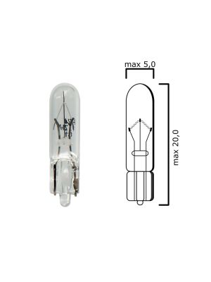 Schema lampadina con attacco in vetro W2x4,6d 24V 1,2W T5 per quadro strumenti