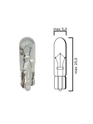 Schema lampadina con attacco in vetro W2x4,6d 6V 1,2W T5 per quadro strumenti