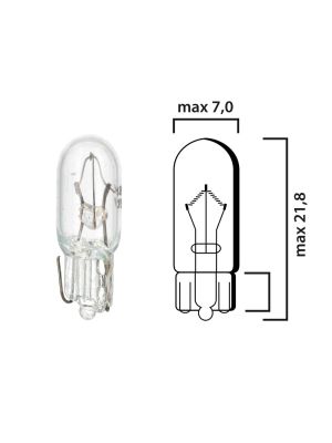Schema lampadina con attacco in vetro W2x4,6d 12V 3W T6,5 per cruscotto