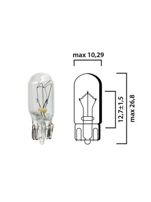 Bulb glass wedge base W2,1x9,5d 24V 3W T10 - Pack of 5 pcs