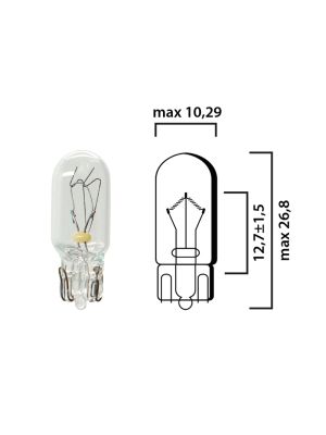 Schema lampadina con attacco in vetro W2,1x9,5d 24V 5W T10 per illuminazione autocarro