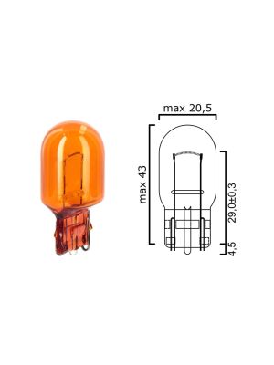 Bulb glass wedge base WX3x16d 12V 21W T20 amber - Pack of 5 pcs 