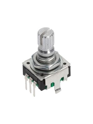 Encoder di ricambio con tasto a pressione per apparecchiature elettroniche. Dimensioni: 12,4x13,4x21,5h mm