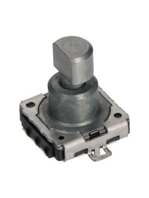 Encoder di ricambio con tasto a pressione per apparecchiature elettroniche. Dimensioni: 15,7x12x14,5mm - 16 ppr - 32 fermi