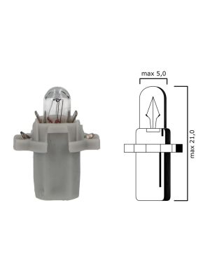 Schema lampadina per cruscotto B8,3d BAX10s 12V 1,2W con base grigia