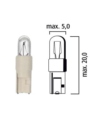 Trucks dashboard light bulb W2x4,6d 24V 1W with white base - Pack of 5 pcs
