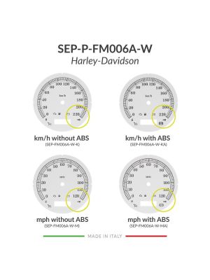 Versions comparison of the white gauge face for Harley-Davidson speedometers restoration (103mm diameter - 2006-2013 models)