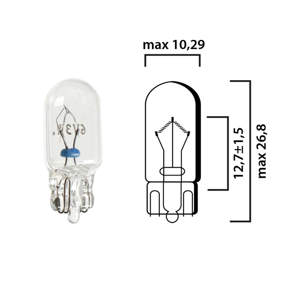 T10 Lampe 10 x 6-7V 6V 7V 2W 330mA 0,33A Miniature Lamp Glassockel Wedge